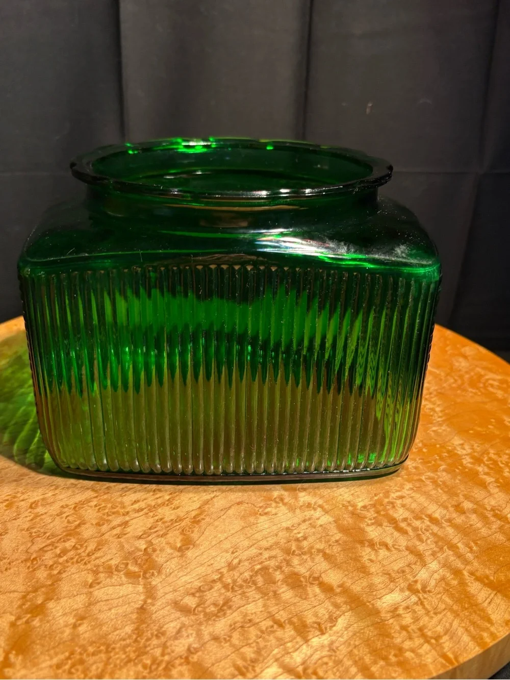 Vintage Green Ribbed Hoosier Glass Spice Canister Jar ALR Co R-17